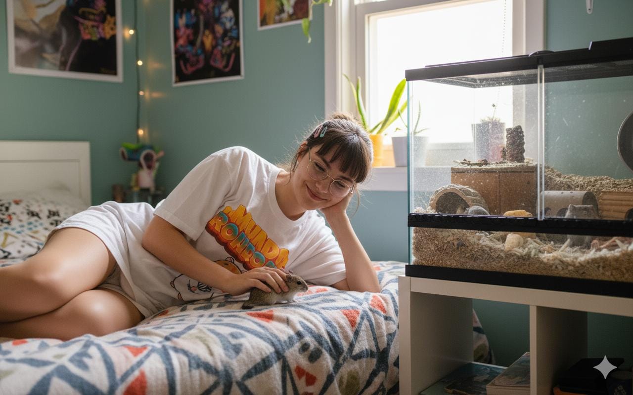 Aquário como Alojamento do Gerbil com muita forração