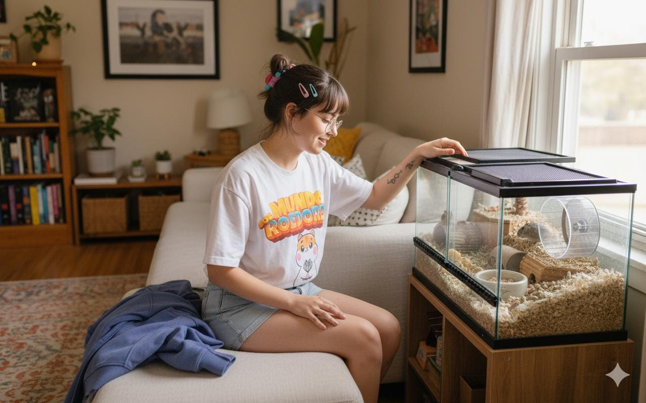 Aquário como Alojamento do Gerbil com muita forração
